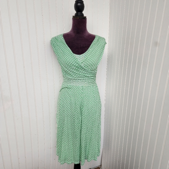 Charter Club Spring Dress Women's Geo Print Sleeveless Stretch Green Modal PS - Picture 1 of 12